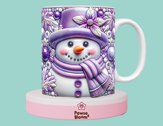 3D Purple snowman mug