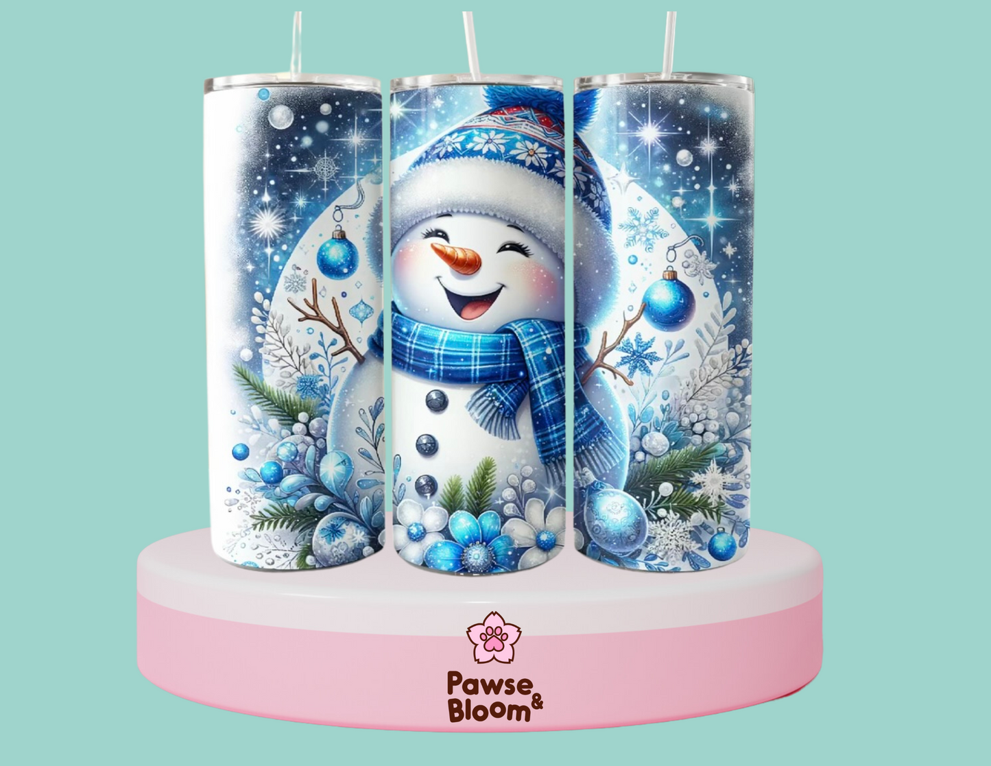 Cute Blue Snowman tumbler