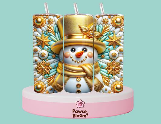 3D Golden Snowman tumbler